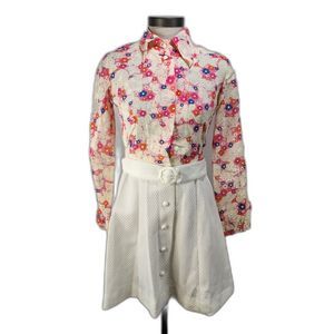 Vintage Montgomery Ward Button-up Floral Dress Size 7